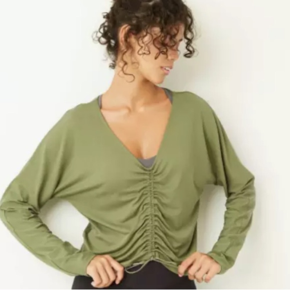 NWT JoyLab Long Sleeve Cinch Front Top
